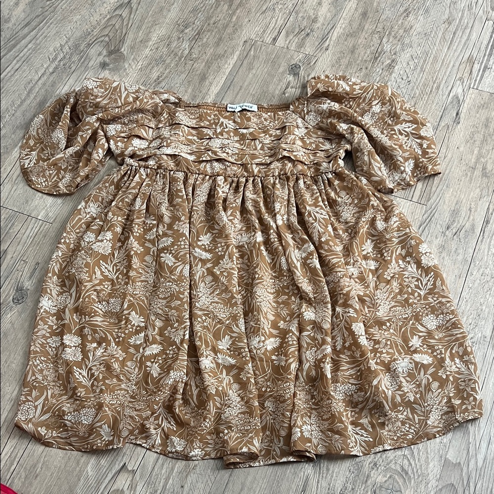 Wallflower Camel Smocked dress